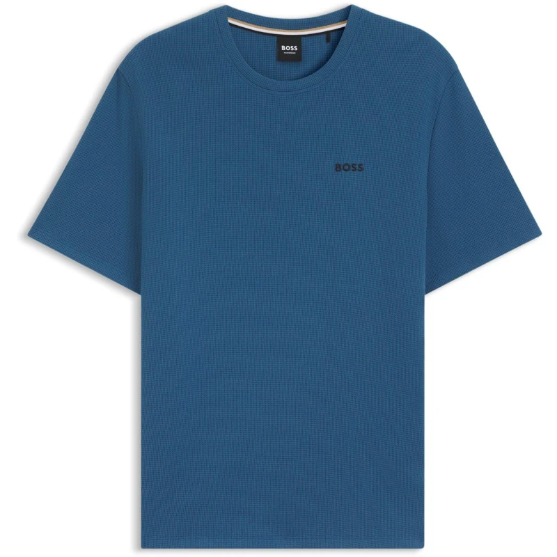 Image of Boss Mens Waffle T-Shirt, Structured Design Blue 462 male Large