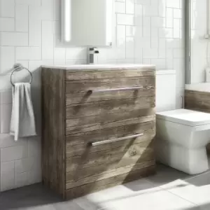 Image of 800mm Wood Effect Freestanding Vanity Unit with Basin - Ashford