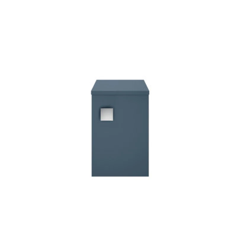 Image of Hudson Reed Sarenna Wall Hung 1 Soft Close Door Side Unit, Modern Tall Bathroom Furniture Storage Cupboard In Mineral Blue, 350mm
