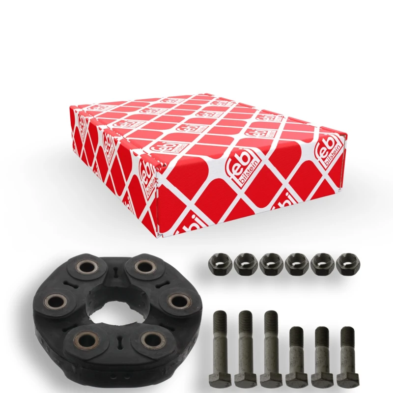 Image of FEBI BILSTEIN 43488 Drive Shaft Coupler with bolts/screws, with nuts, Bolt Hole Circle Ø: 96mm Elastomer Joint,propeller shaft (1427)