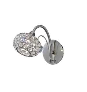 Image of Cara Wall Lamp Switched 1 Light Satin Nickel, Crystal