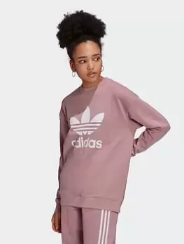 Image of adidas Originals Trefoil Crew Sweatshirt, Purple, Size 8, Women