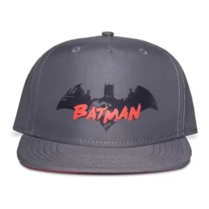 Image of DC COMICS Batman Gotham City Bat Symbol and Logo Kid's Snapback Baseball Cap, Boy, Grey/Red (SB842320BTM)