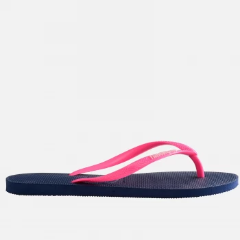Image of Havaianas Womens Slim Logo Flip Flops - Marine - UK 8