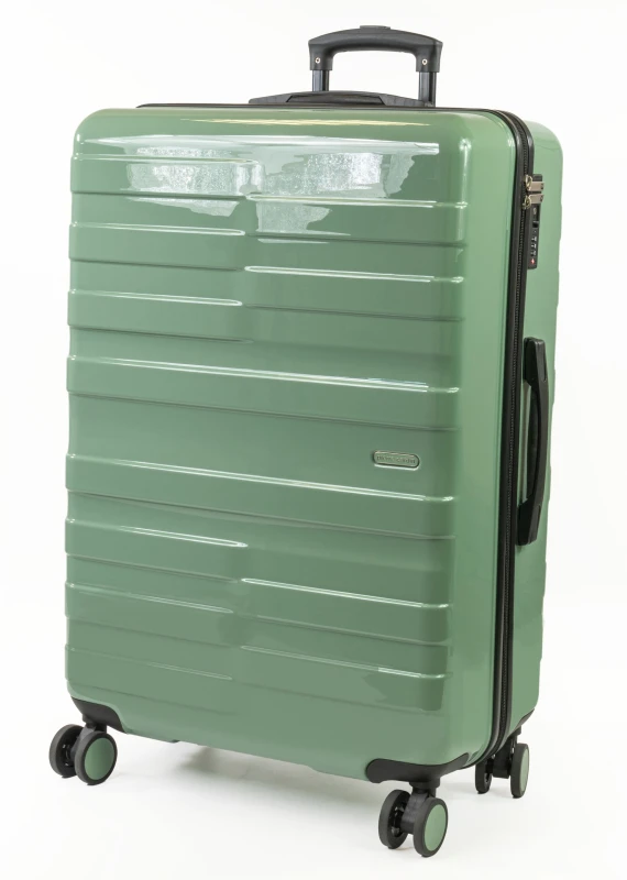 Image of Pierre Cardin Provence Lightweight Luggage 8 Wheels TSA Locks Hardshell Suitcase in Green Size: Large Green Unisex Large