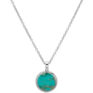 image of Ladies Unique & Co Sterling Silver 925 Pendant with Rhodium Plating and Turquoise incl. Chain