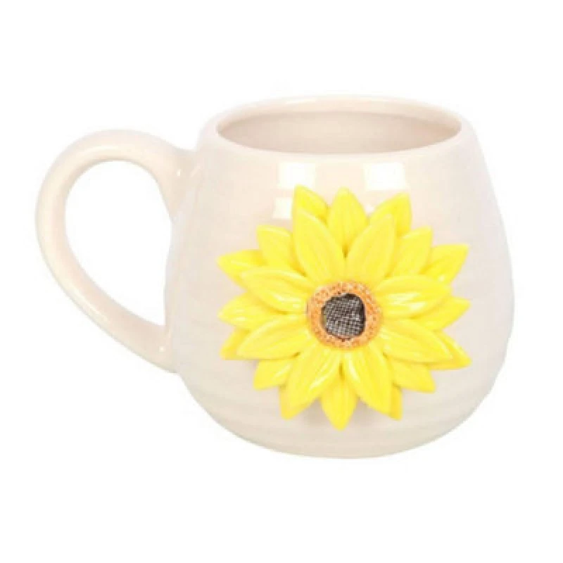 Image of Something Different Something Different Hello Sunshine Sunflower 3D Rounded Mug in Bright Yellow Bright Yellow One Size Unisex 5063703387484