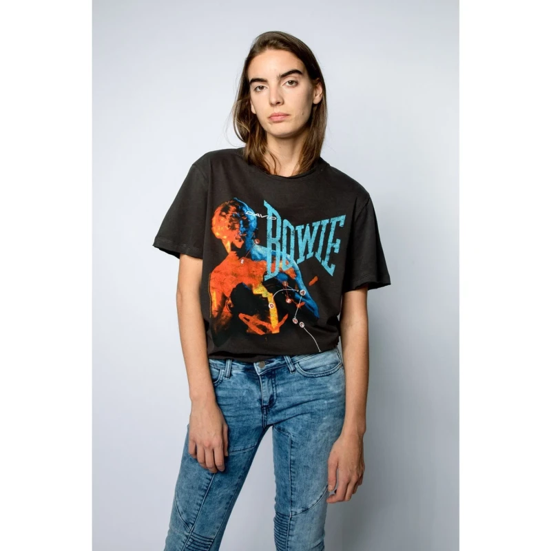 Image of Amplified Amplified Men Let's Dance David Bowie T-Shirt in Charcoal Size: X-Small Charcoal XS Male 5063107585622
