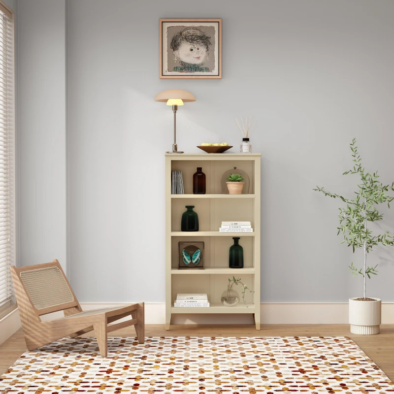Image of Cabinet Bits Palazzi 4 Tier Bookcase H127 W69 D25cm in Light Beige Light Beige Unisex