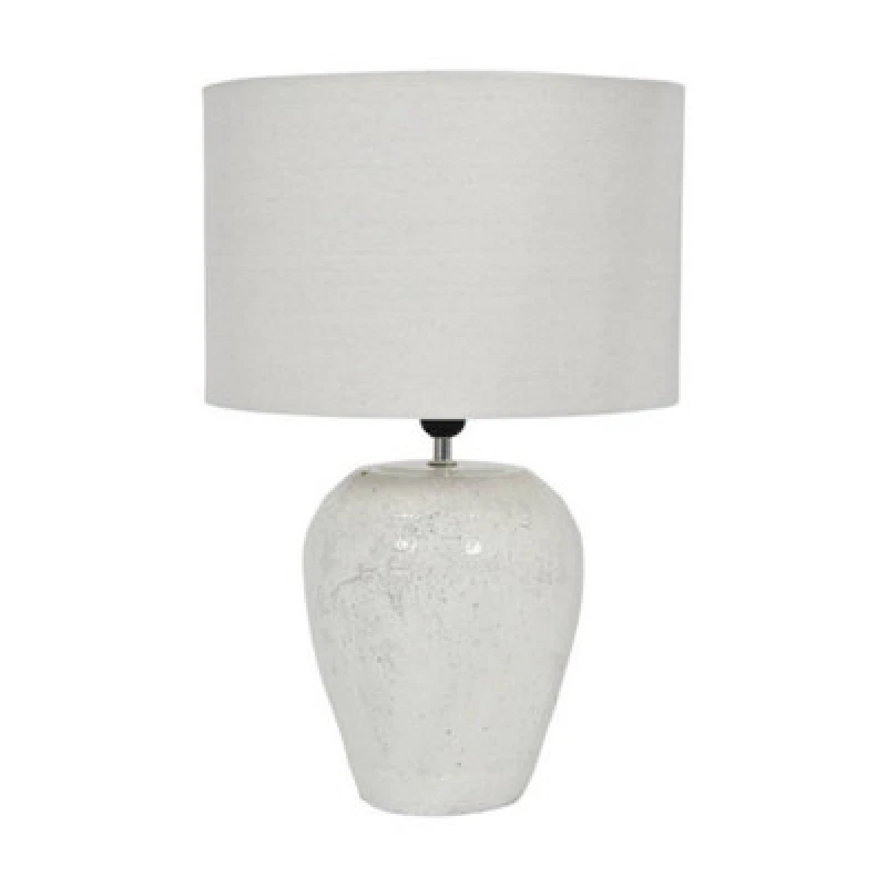 Image of Buttercup Farm Speckle Glazed Table Lamp With Shade - E27 60W - Terracotta/linen - L38 X W38 X H58cm - White