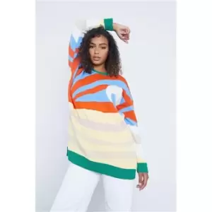 Image of I Saw It First Orange Sunrise Jacquard Oversized Jumper - Orange