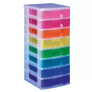 image of Really Useful 8 x Drawers Clear Plastic Storage Tower - 9.5L