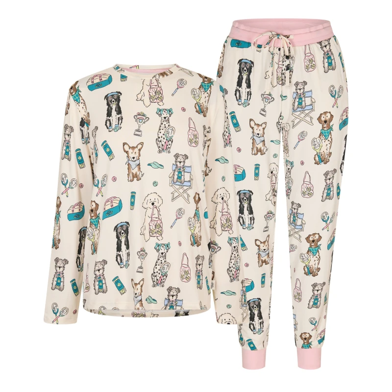 Image of Chelsea Peers Classic Pyjama Set Tennis Dogs female 10 (S)