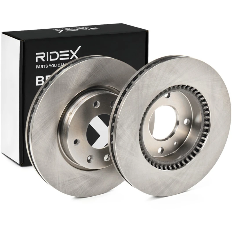 Image of RIDEX 82B0664 Brake disc Front Axle, Vented, Cast Iron, Uncoated, Untreated, without bolts/screws Cast Iron Brake Disc (82)
