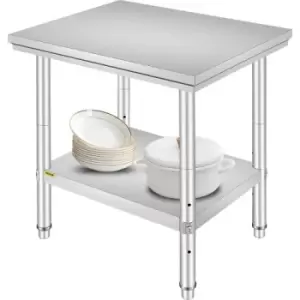 Image of VEVOR Kitchen Catering Table 24 x 30 x 32" Catering Work Table NSF Stainless Steel Commercial Food Prep Workbench with Lower Shelf Work Table Silvery