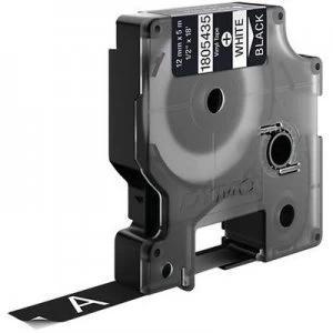 Image of Dymo 1805435 White on Black Label Tape 12mm x 5.5m