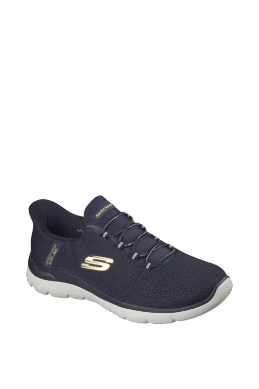Image of Skechers Slip-ins Arch Fit Summits Trainers Navy/Yellow 10 UK
