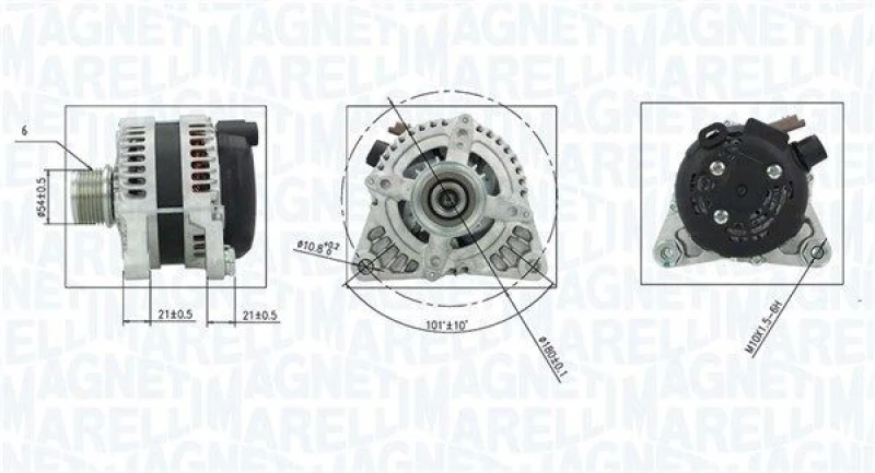 Image of MAGNETI MARELLI Alternator MAGNETI MARELLI 063736372010