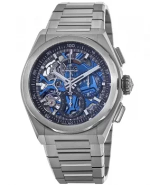 image of Zenith Defy El Primero 21 Blue Skeleton Chronograph Titanium Mens Watch 95.9002.9004/78.M9000 95.9002.9004/78.M9000