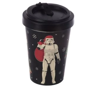 image of The Original Stormtrooper Christmas Black Reusable Screw Top Bamboo Composite Travel Mug