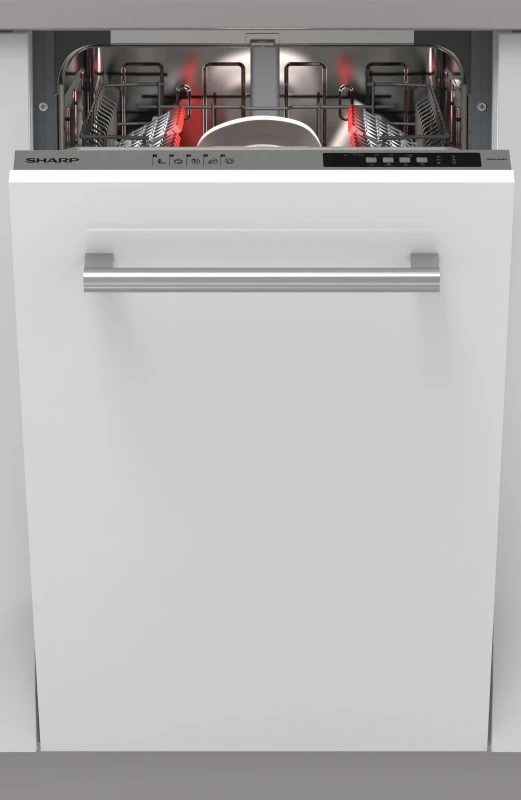 Image of Sharp QW-NS14I49EX-EN Fully Integrated Slimline Dishwasher - Silver Control Panel with Fixed Door Fixing Kit - E Rated