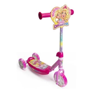 image of Barbie - Girls Dreamtopia Childrens My First Three-Wheel Tri-Scooter with LED Wheels Girl (Pink)