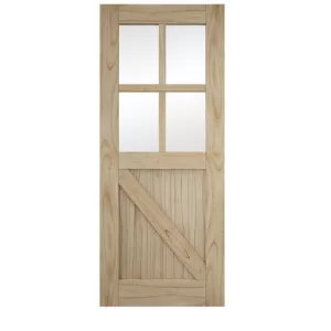 Image of JELD-WEN Mindi Framed Ledged and Braced Unfinished Glazed Internal Sliding Barn Door - Provincial Track