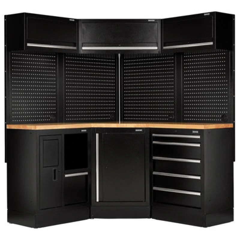 Image of Bunker 18 Piece Hardwood Worktop Modular Storage System Corner Combo MS400WCORNCOMBO