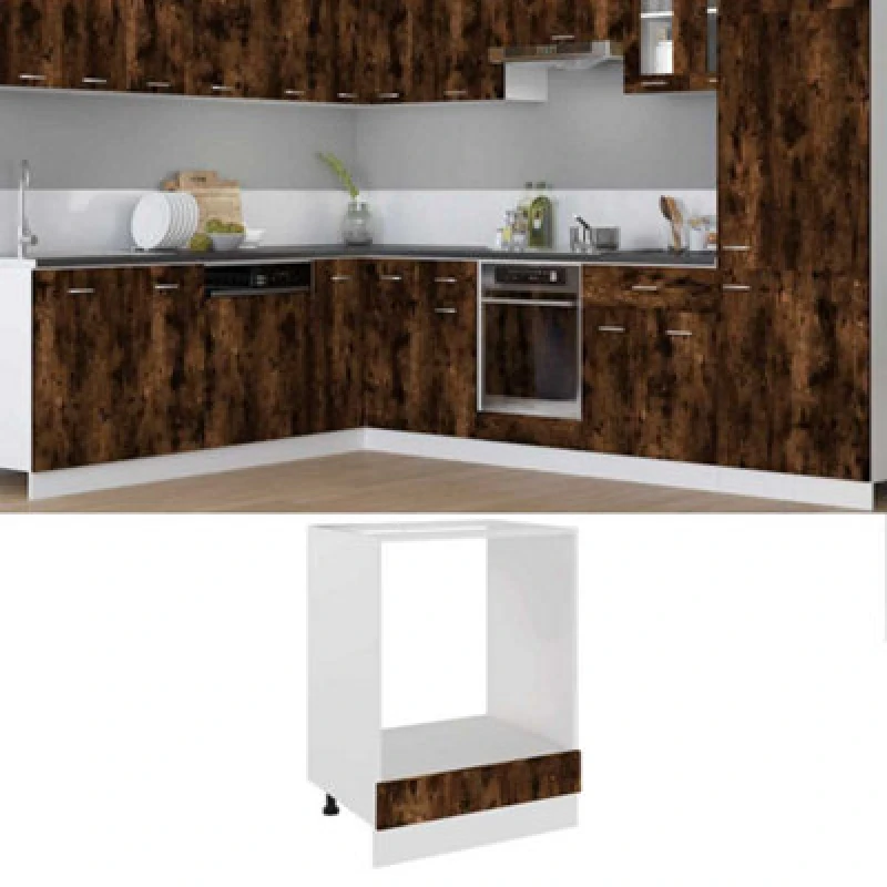 Image of Vidaxl Oven Cabinet Lyon Smoked Oak 60X46X81.5cm Engineered Wood