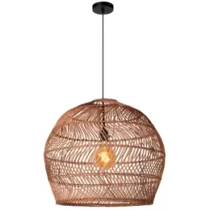 Image of Lucide moloko - Rattan Pendant Light - Ø65cm - 1xE27 - Ocher Yellow