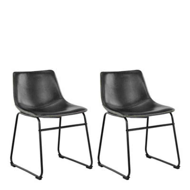 Image of Furniture To Go I Oregon Dining Chair In Black With Cream Stitching Set Of 2