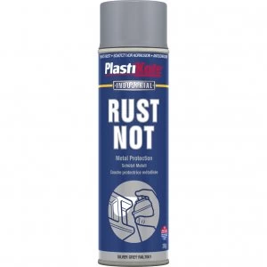 image of Plastikote Rust Not Aerosol Spray Paint Silver Grey 500ml