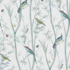 Image of Next Chinoiserie Bird Trail Duck Egg Wallpaper