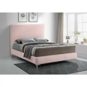 image of Glinis Bed Small Double Plush Velvet Pink