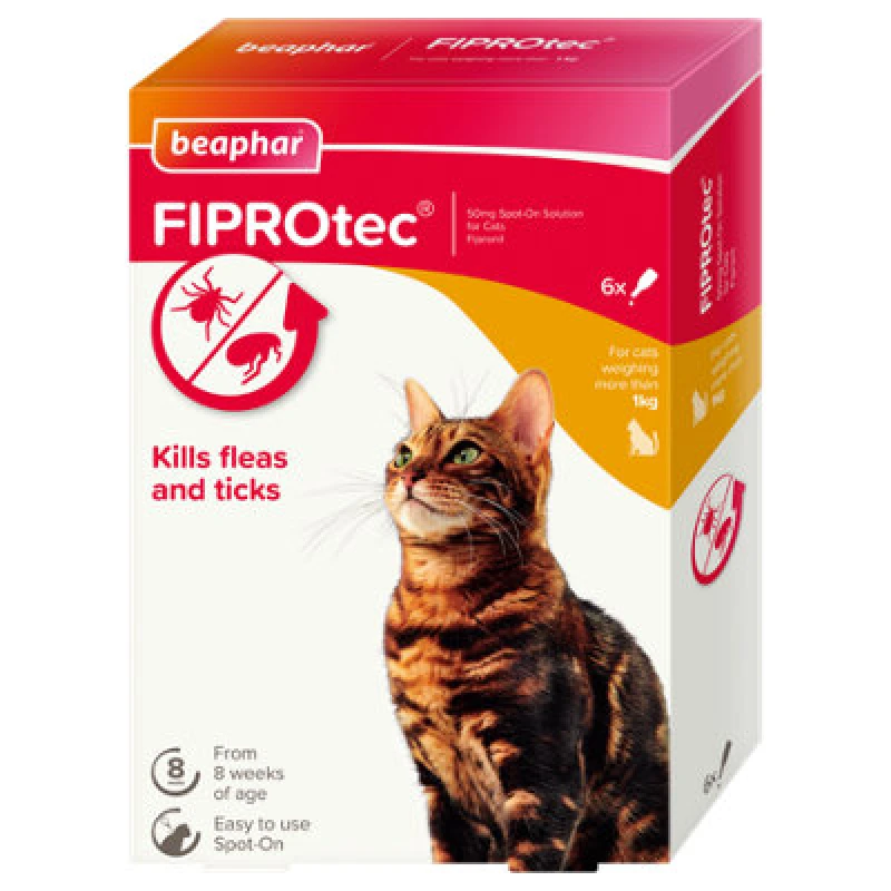 Image of Beaphar FIPROtec Flea & Tick Spot-On for Cats, 6 per Pack