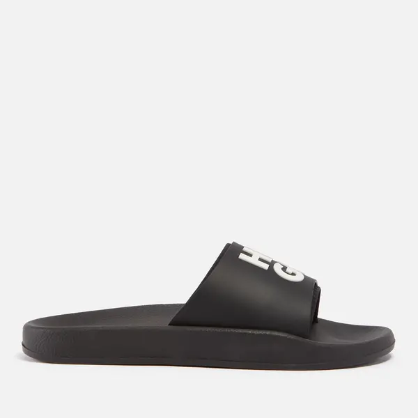 Image of HUGO Mens Match Rubber Slides - UK 9 Black Sandals male 50497864-002 9