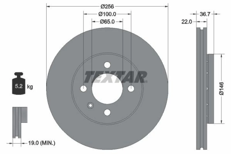 Image of Brake disc TEXTAR 92287003