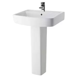 image of Nuie Bliss 600mm Basin & Pedestal - White