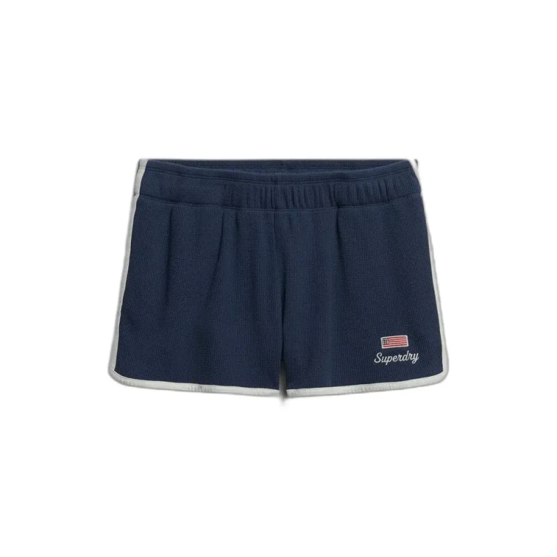 Image of Superdry Womens short waffle top Superdry Athletic Essentials Bleu Female XS