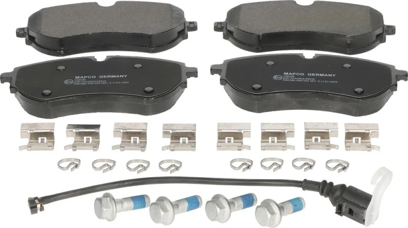 Image of MAPCO 106056 Brake pad set Front Axle, prepared for wear warning indicator, with fastening material Brake Pad Set,disc brake (402)
