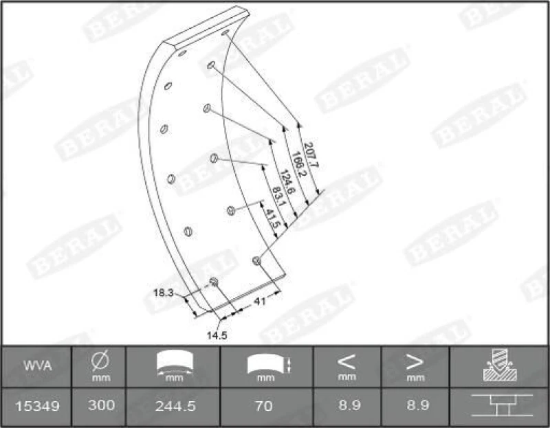 Image of Brake Lining Kit, drum brake BERAL KBL15349.0-1549
