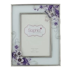 image of 5" x 7" - Sophia Glass & Wire Frame - Purple Butterfly