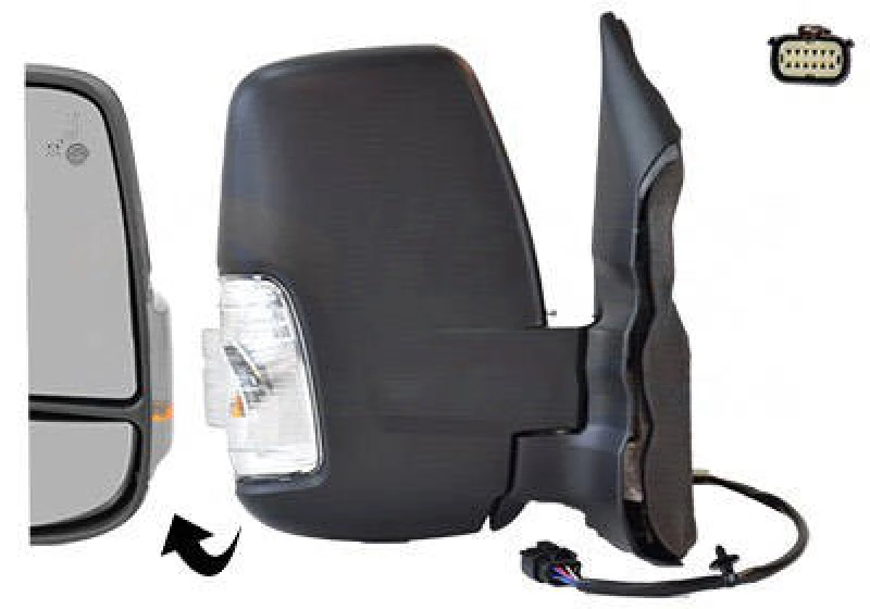 Image of VAN WEZEL 1992828 Wing mirror * HAGUS * Right, black, Short mirror arm, Rough Outside Mirror (50)