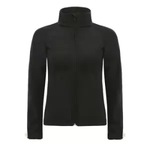 Image of B&C Womens Hooded Premium Softshell Jacket (Windproof, Waterproof & Breathable) (XS) (Black)