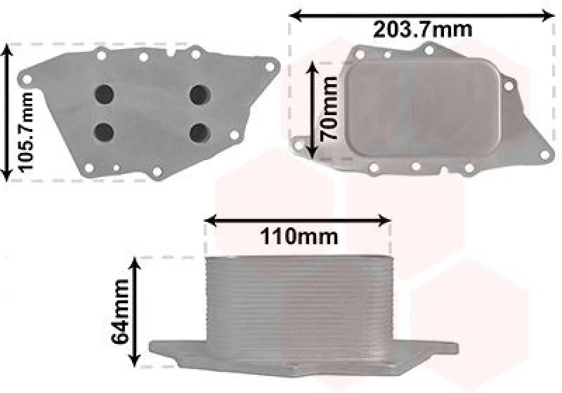 Image of VAN WEZEL Engine oil cooler VAN WEZEL 06013700