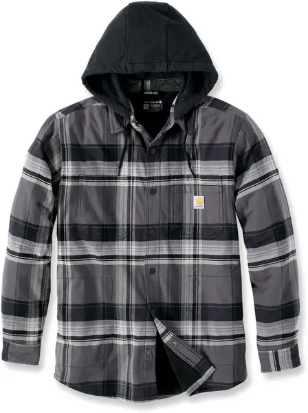 Image of Carhartt Rugged Flex Flannel Hooded Shirt, black, Size L