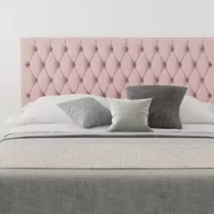 image of Monroe Upholstered Headboard, Pure Pastel Cotton, Tea Rose - Headboard 60cm Size Single (90x190)