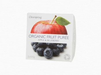 image of Clearspring Organic Apple & Blueberry Fruit Puree Pack of Two 100g