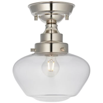 Image of Merano Finale Semi Flush Ceiling Light Bright Nickel Plate & Clear Glass