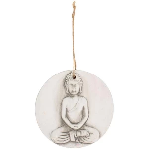 image of Small Round Terracotta Buddha Plaque